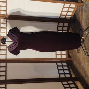Connected Apparel Velvet Purple Dress with Chiffon Cowl Neck Sz 8